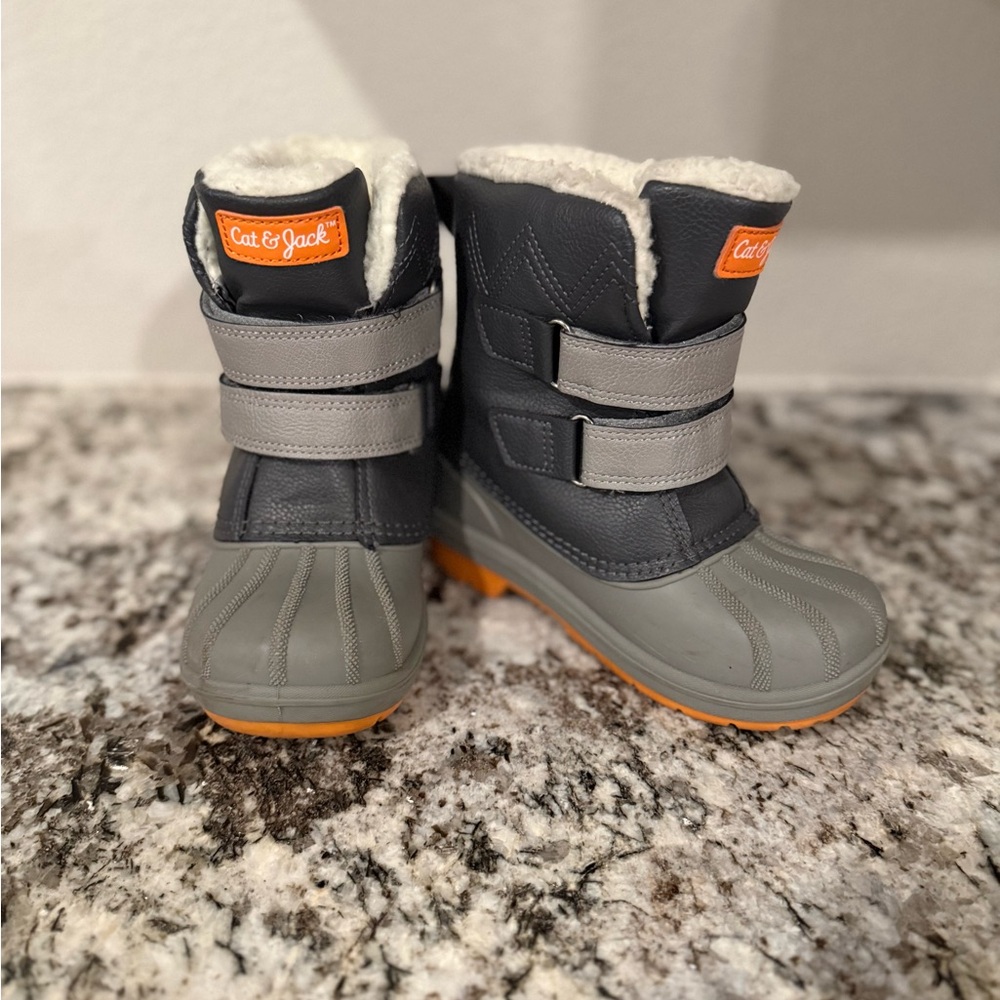 Cat & Jack Gray and Orange Snow Boots